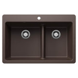 Blanco - Liven SILGRANIT 33'' 60/40 Double Bowl Dual Mount Kitchen Sink with Low Divide - Cafe - Cafe