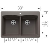 Diamond SILGRANIT 33'' 50/50 Double Bowl Dual Mount Kitchen Sink - Soft White