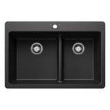 Blanco - Liven SILGRANIT 33'' 60/40 Double Bowl Dual Mount Kitchen Sink with Low Divide - Anthracite - Anthracite