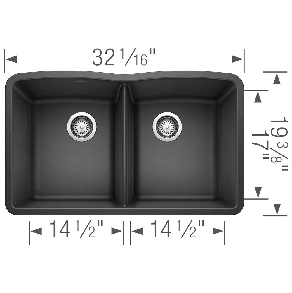Diamond SILGRANIT 32'' 50/50 Double Bowl Undermount Kitchen Sink - Cafe