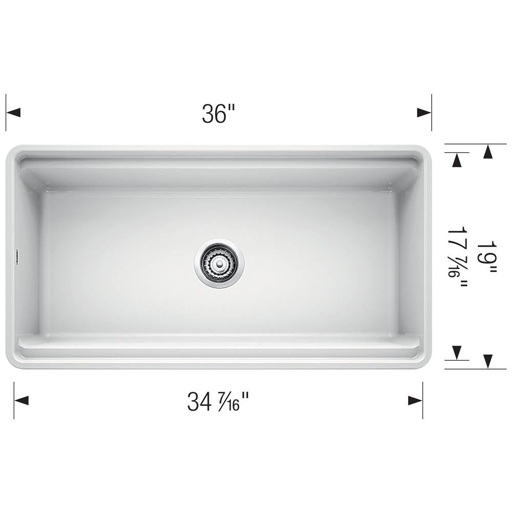 Profina 36'' Single Bowl Apron-Front Fireclay Farmhouse Sink - White