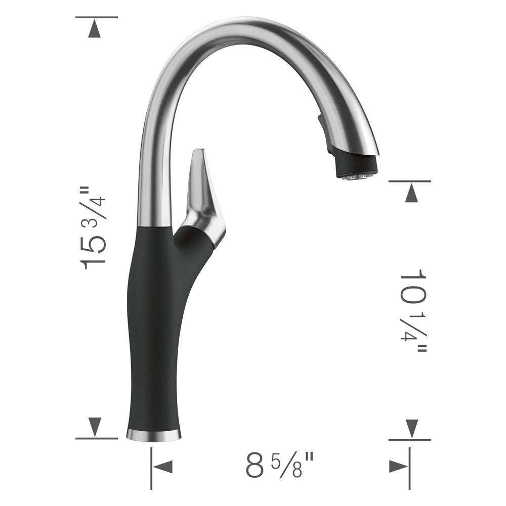 Artona Pull-Down Dual-Spray Kitchen Faucet - PVD Steel/Anthracite