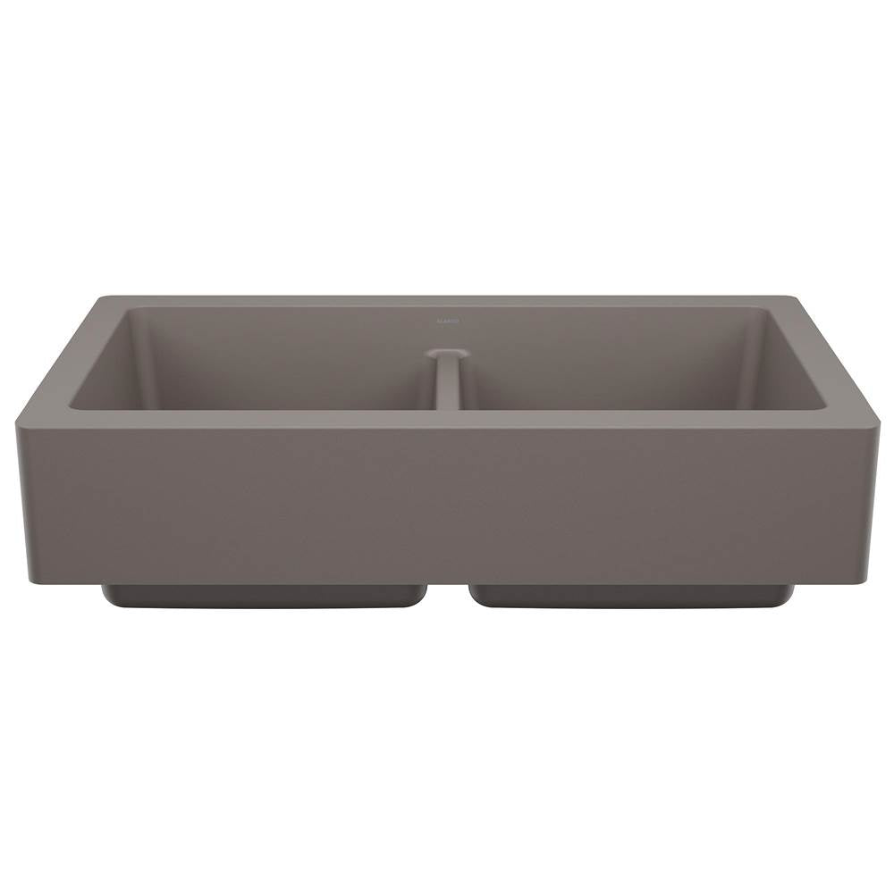 Blanco - Vintera SILGRANIT 33'' Double Bowl Apron-Front Farmhouse Sink - Volcano Gray - Volcano Gray