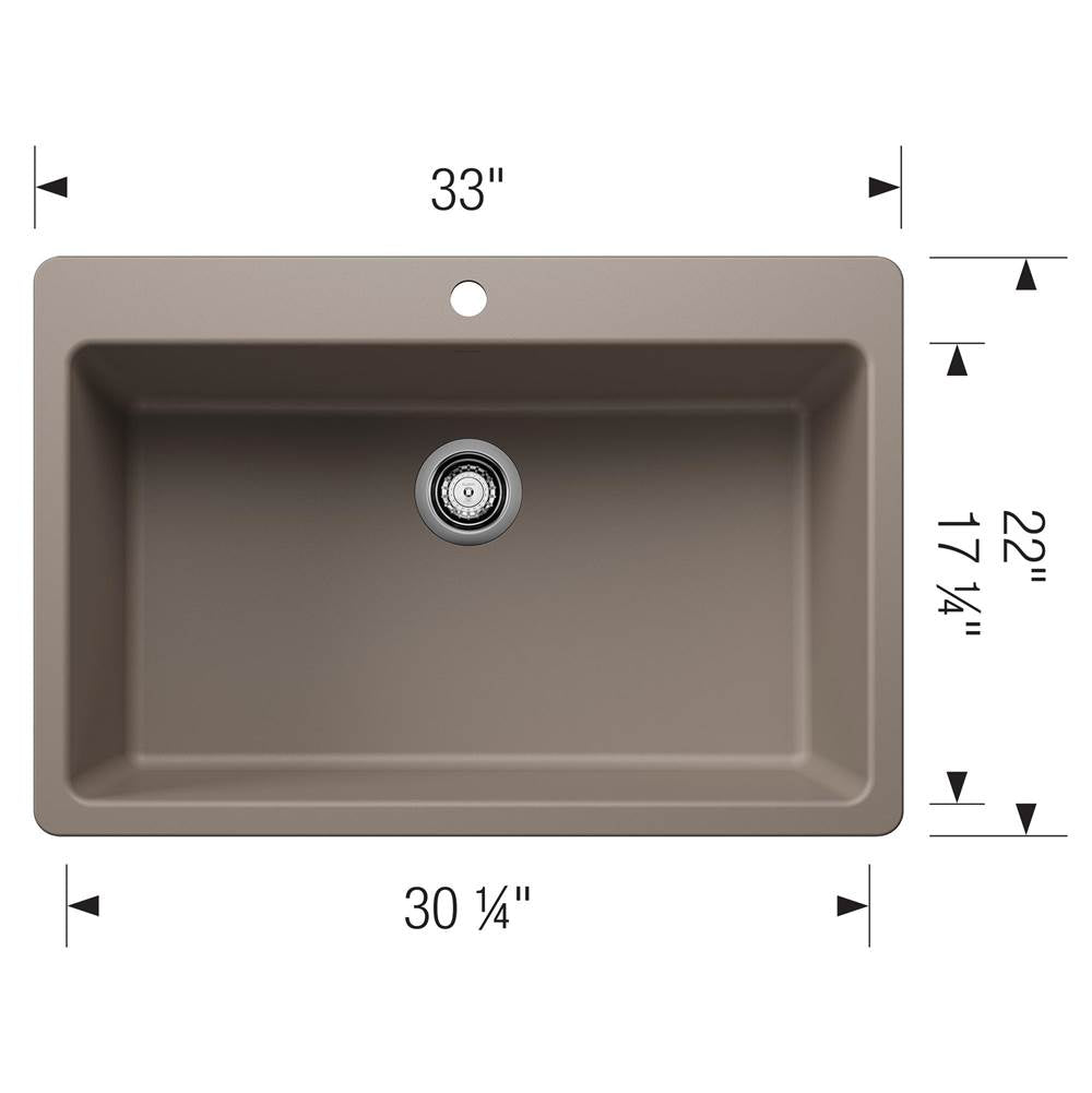Liven SILGRANIT 33'' Super Single Dual Mount Kitchen Sink - Coal Black