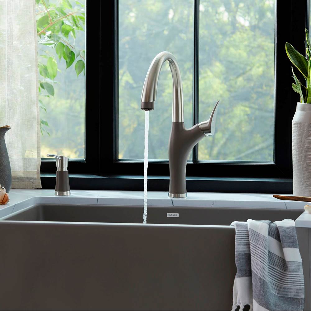Artona Pull-Down Dual-Spray Kitchen Faucet - PVD Steel/Volcano Gray