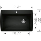 Diamond SILGRANIT 33.5'' Super Single Dual Mount Kitchen Sink - Cafe