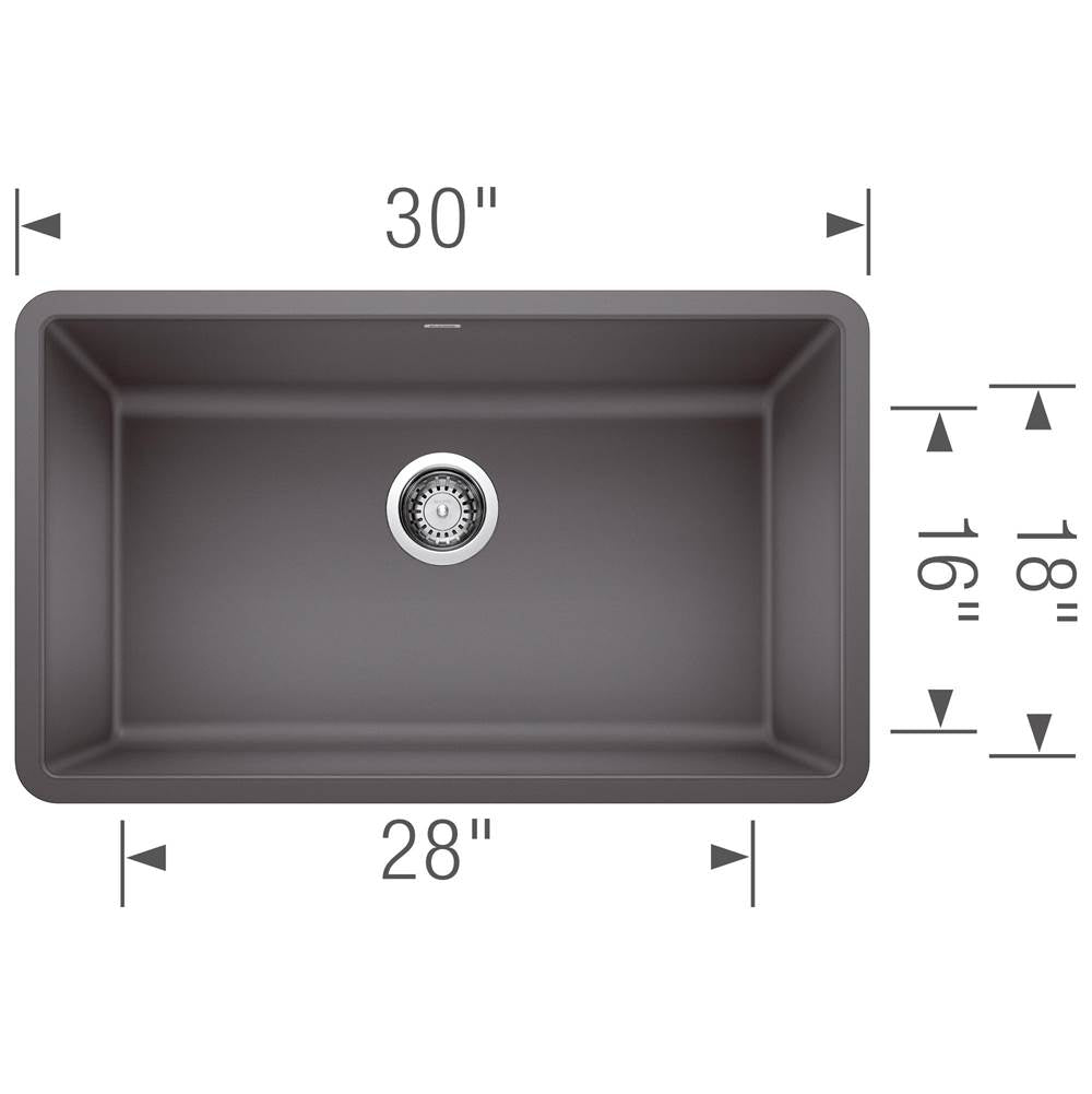 Precis SILGRANIT 30'' Single Bowl Undermount Kitchen Sink - Cinder