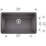 Precis SILGRANIT 30'' Single Bowl Undermount Kitchen Sink - Cinder