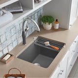 Liven SILGRANIT 25'' Single Bowl Dual Mount Laundry Sink - Anthracite