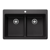 Blanco - Liven SILGRANIT 33'' 50/50 Double Bowl Dual Mount Kitchen Sink with Low Divide - Anthracite - Anthracite