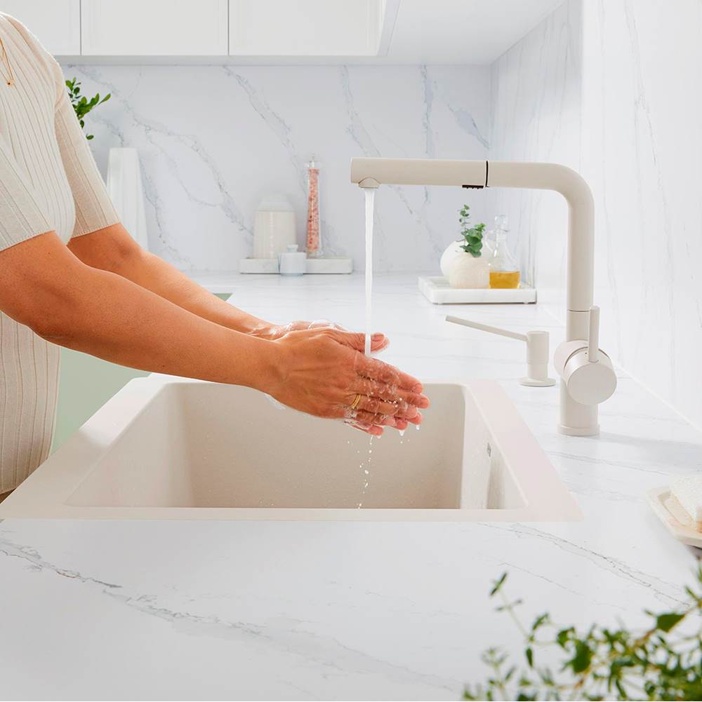 Linus Low Arc Pull-Out Dual-Spray Kitchen Faucet - Volcano Gray