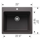 Liven SILGRANIT 25'' Single Bowl Dual Mount Laundry Sink - Anthracite