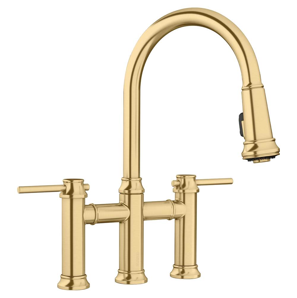 Blanco - Empressa Pull-Down Dual-Spray Bridge Faucet - Satin Gold - Satin Gold