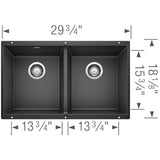 Precis SILGRANIT 29'' 50/50 Double Bowl Undermount Kitchen Sink - Coal Black