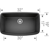 Valea SILGRANIT 32'' Super Single Undermount Kitchen Sink - Anthracite