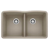 Blanco - Diamond SILGRANIT 32'' 50/50 Double Bowl Undermount Kitchen Sink - Truffle - Truffle