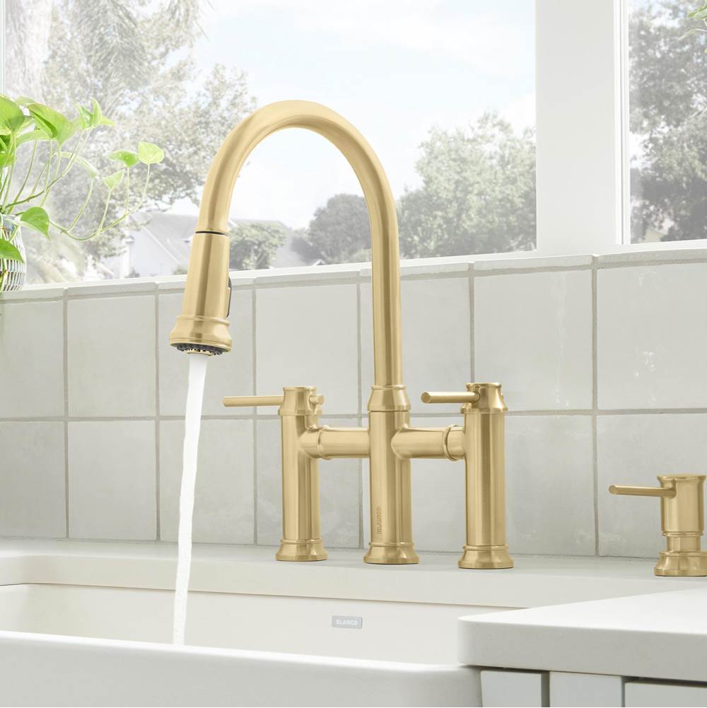 Empressa Pull-Down Dual-Spray Bridge Faucet - Chrome