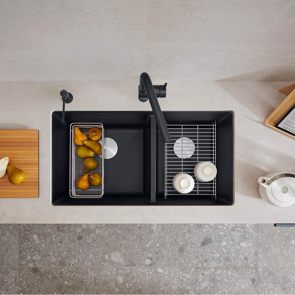 Precis SILGRANIT 33'' 60/40 Double Bowl Undermount Kitchen Sink - White