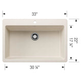 Liven SILGRANIT 33'' Super Single Dual Mount Kitchen Sink - Coal Black