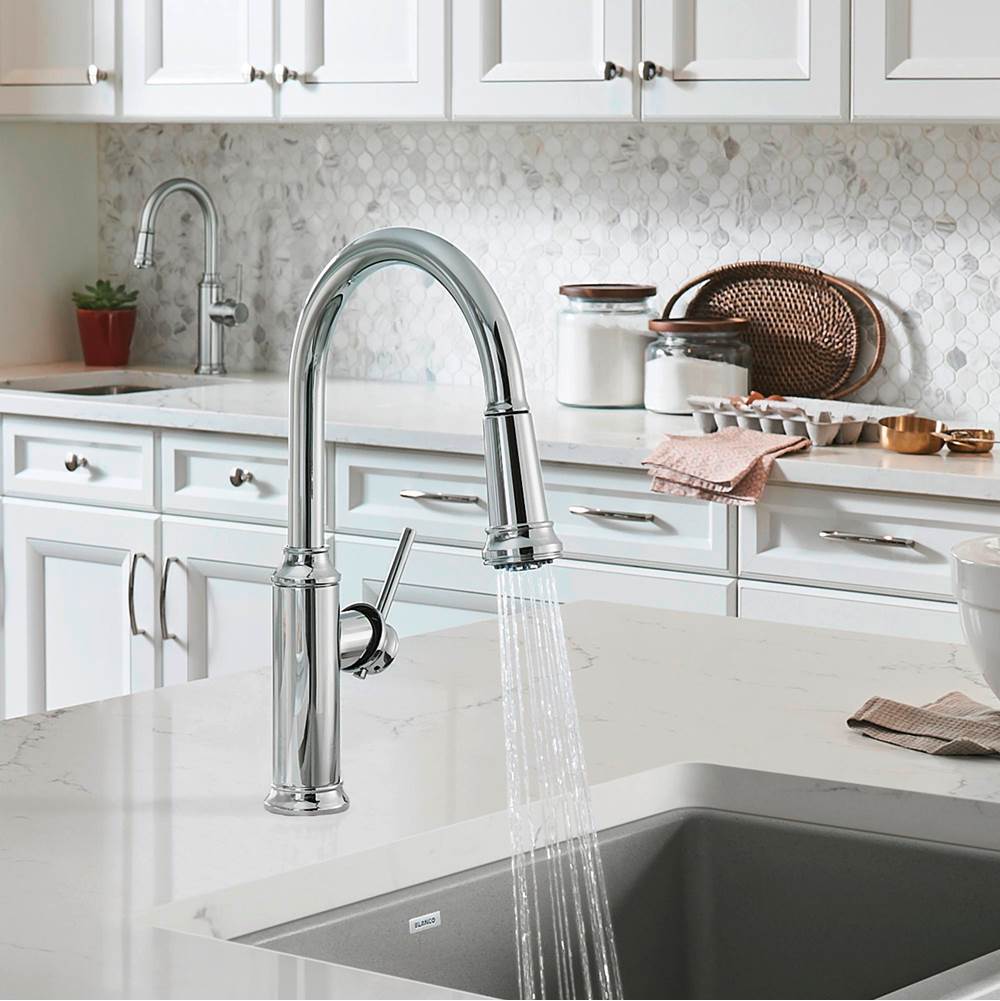 Empressa High Arc Pull-Down Dual-Spray Kitchen Faucet - PVD Steel