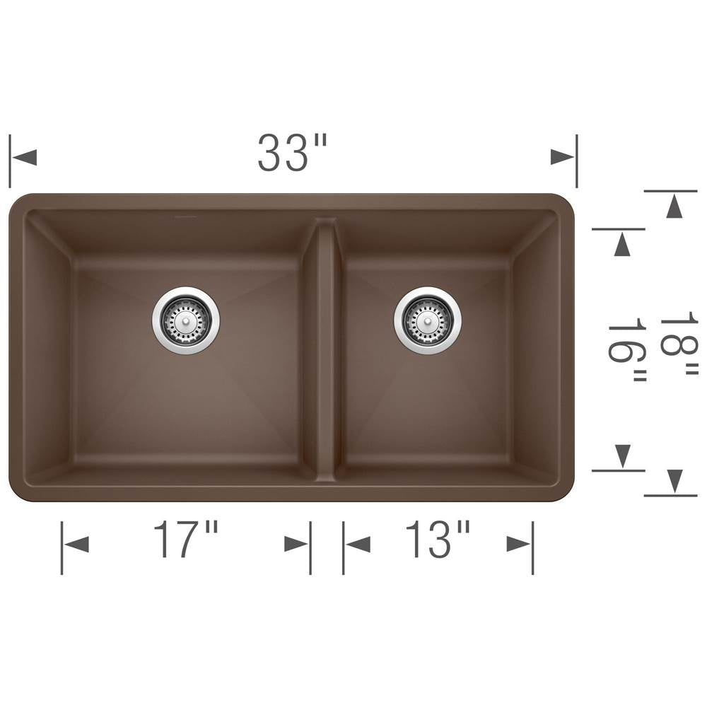 Precis SILGRANIT 33'' 60/40 Double Bowl Undermount Kitchen Sink - White