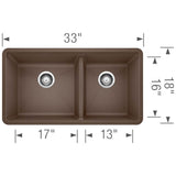 Precis SILGRANIT 33'' 60/40 Double Bowl Undermount Kitchen Sink - White