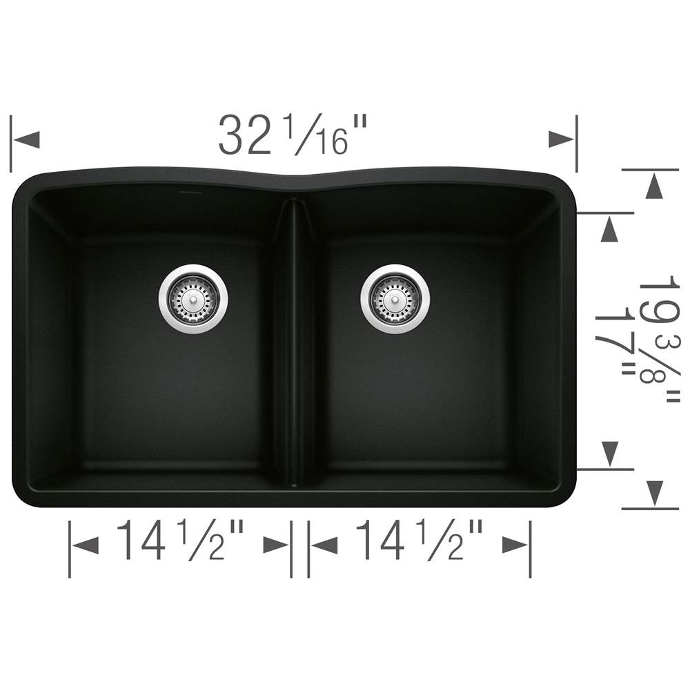 Diamond SILGRANIT 32'' 50/50 Double Bowl Undermount Kitchen Sink - Cafe