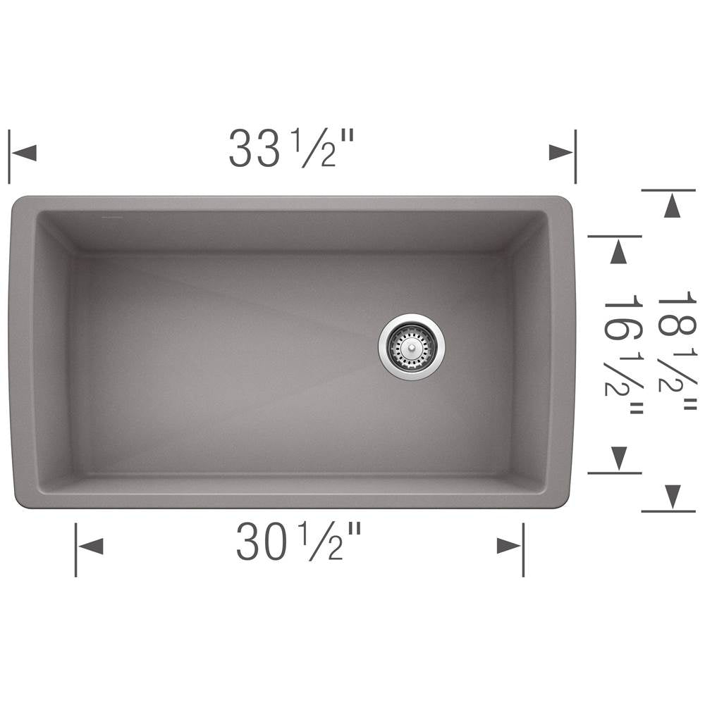 Diamond SILGRANIT 33'' Super Single Undermount Kitchen Sink - Cinder
