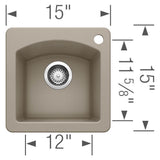 Diamond SILGRANIT 15'' Dual Mount Bar Sink - Cafe