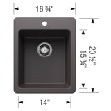Liven SILGRANIT 17'' Dual Mount Bar Sink - Coal Black