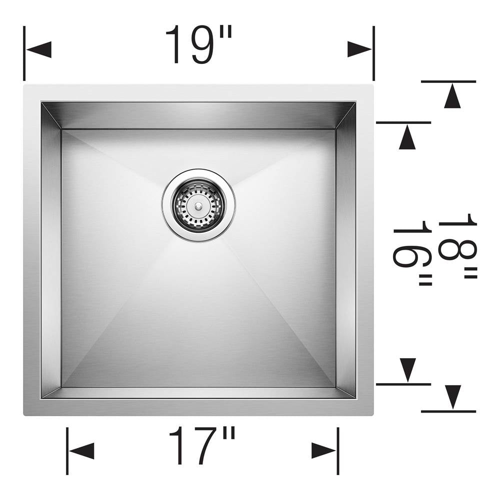 Precision R0 19'' Single Bowl Undermount Stainless Steel Kitchen Sink