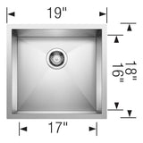 Precision R0 19'' Single Bowl Undermount Stainless Steel Kitchen Sink