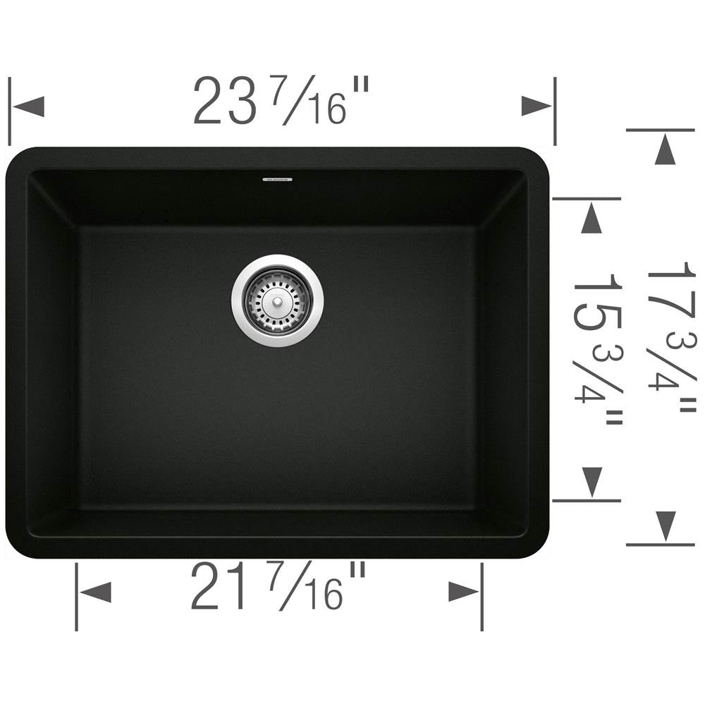 Precis SILGRANIT 24'' Single Bowl Undermount Kitchen Sink - Coal Black