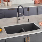 Performa SILGRANIT 33'' 60/40 Double Bowl Undermount Kitchen Sink with Low Divide - White