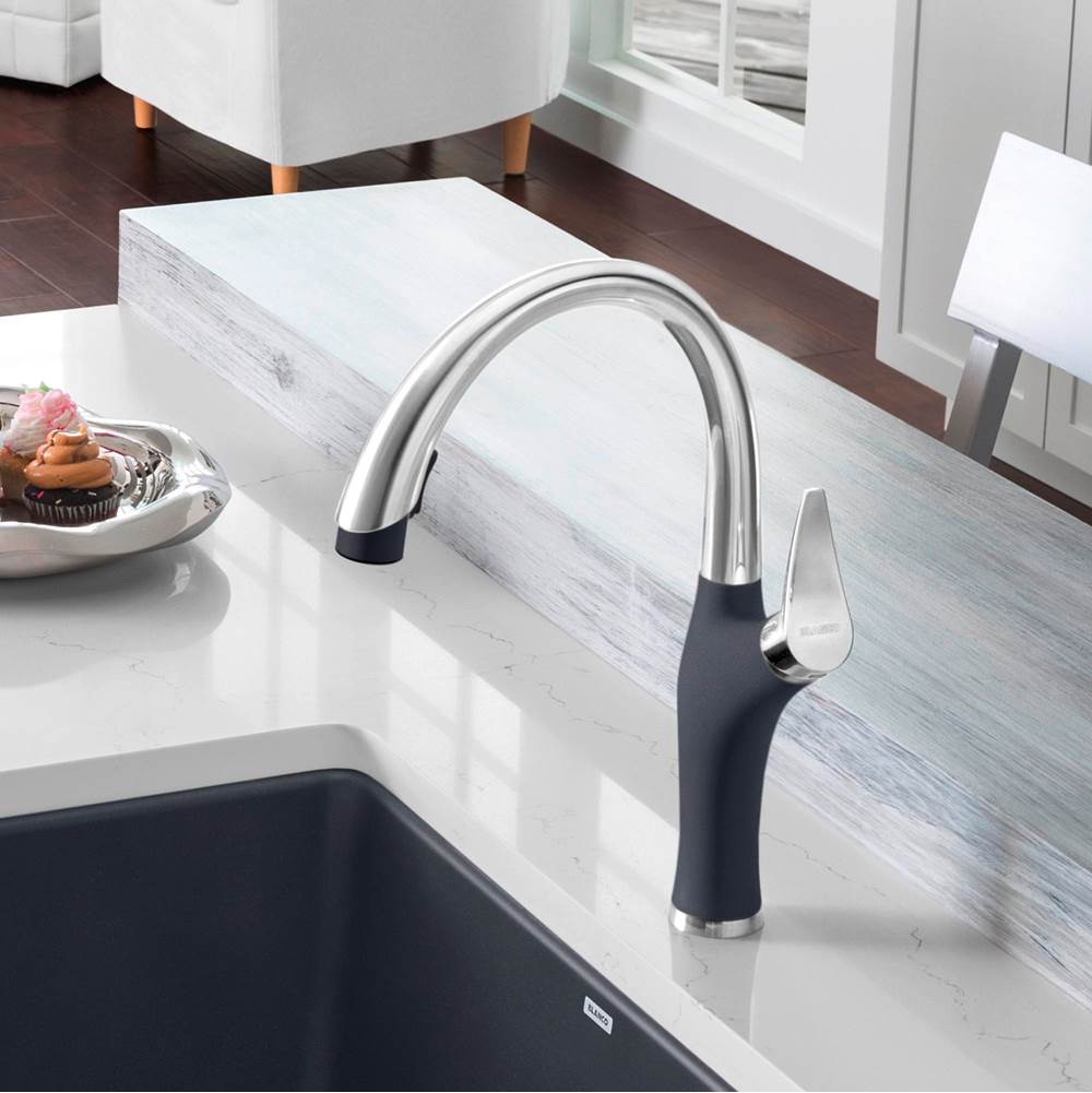 Artona Pull-Down Dual-Spray Kitchen Faucet - PVD Steel/Anthracite