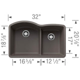 Diamond SILGRANIT 32'' 60/40 Double Bowl Undermount Kitchen Sink with Low Divide - Soft White