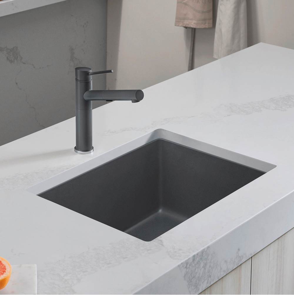 Precis SILGRANIT 24'' Single Bowl Undermount Kitchen Sink - Coal Black