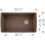 Diamond SILGRANIT 33'' Super Single Undermount Kitchen Sink - Cinder