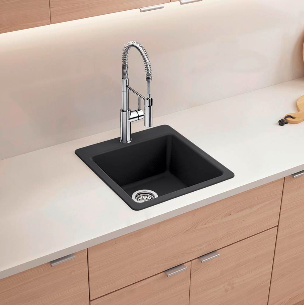 Liven SILGRANIT 21'' Single Bowl Dual Mount Kitchen Sink - Coal Black