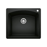 Blanco - Diamond SILGRANIT 25'' Single Bowl Dual Mount Kitchen Sink - Coal Black - Coal Black