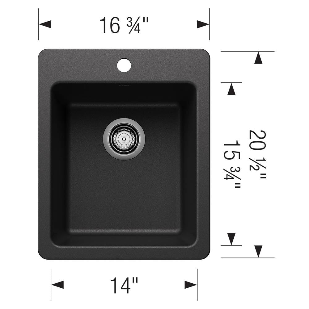 Liven SILGRANIT 17'' Dual Mount Bar Sink - Coal Black