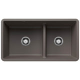 Blanco - Precis SILGRANIT 33'' 60/40 Reversible Double Bowl Undermount Kitchen Sink with Low Divide - Volcano Gray - Volcano Gray