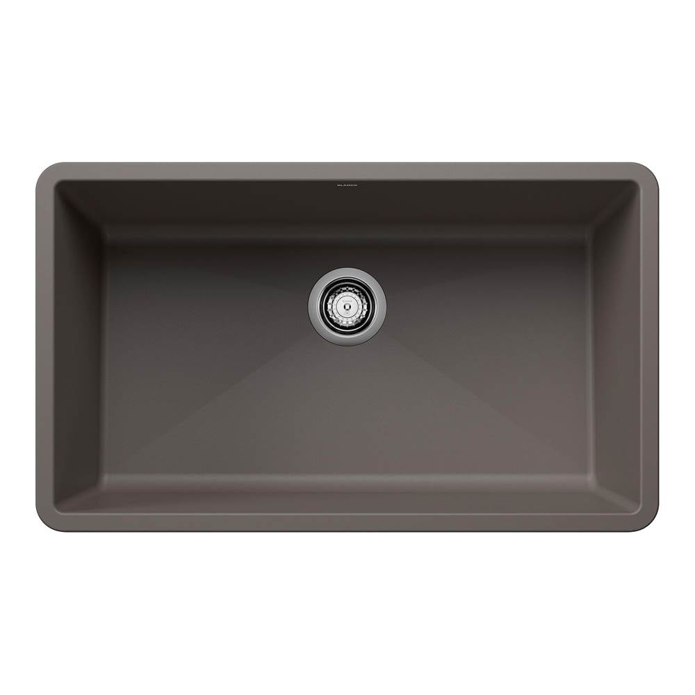 Blanco - Precis SILGRANIT 32'' Super Single Undermount Kitchen Sink - Volcano Gray - Volcano Gray