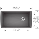 Diamond SILGRANIT 33'' Super Single Undermount Kitchen Sink - Cinder