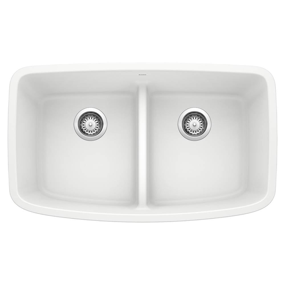 Blanco - Valea SILGRANIT 32'' 50/50 Double Bowl Undermount Kitchen Sink with Low Divide - White - White