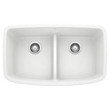 Blanco - Valea SILGRANIT 32'' 50/50 Double Bowl Undermount Kitchen Sink with Low Divide - White - White