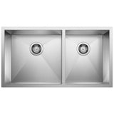 Blanco - Precision R10 33'' 60/40 Double Bowl Undermount Stainless Steel Kitchen Sink - Satin Polish
