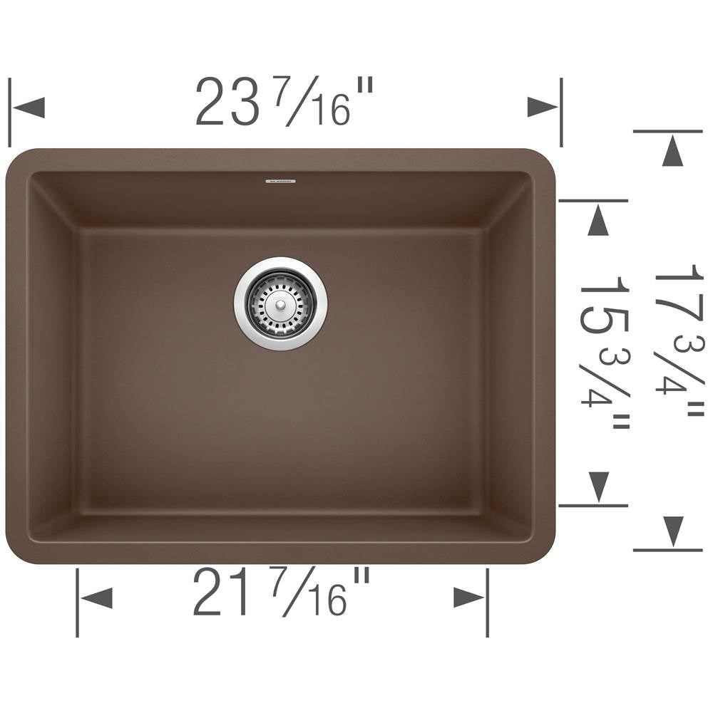 Precis SILGRANIT 24'' Single Bowl Undermount Kitchen Sink - Coal Black