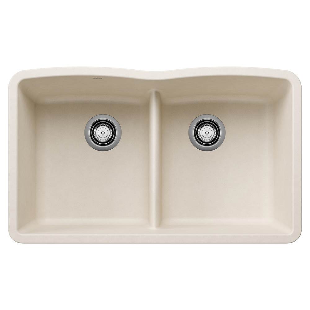 Blanco - Diamond SILGRANIT 32'' 50/50 Double Bowl Undermount Kitchen Sink with Low Divide - Soft White - Soft White