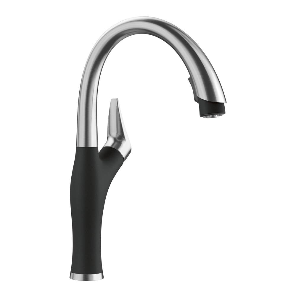 Blanco - Artona Pull-Down Dual-Spray Kitchen Faucet - PVD Steel/Coal Black - Pvd Steel With Coal Black